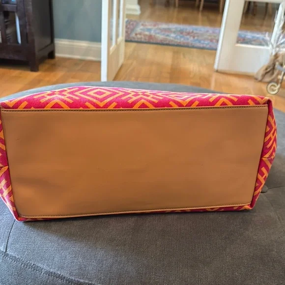 Tory Burch Pink and Orange Patterned Tote - Picture 5 of 12